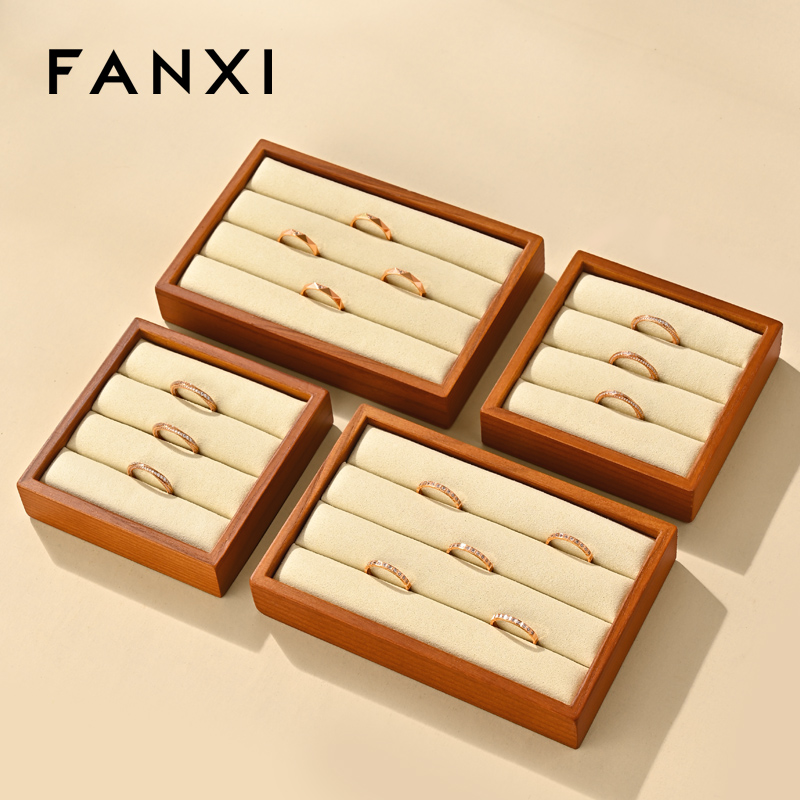 FANXI New arrival Beige Wooden Jewelry display tray