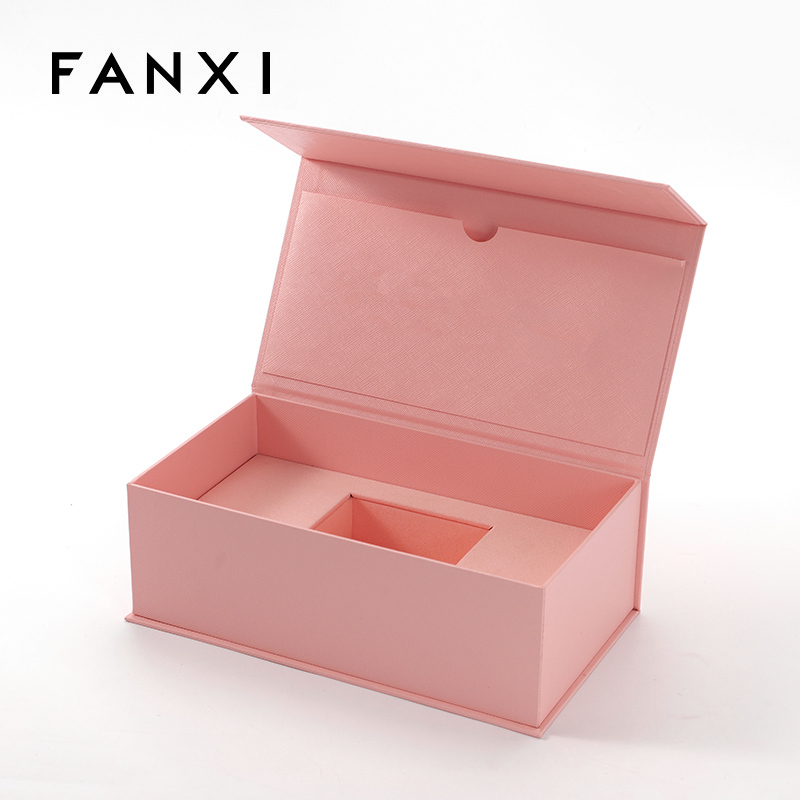 FANXI Custom pink paper microfiber magnetic box