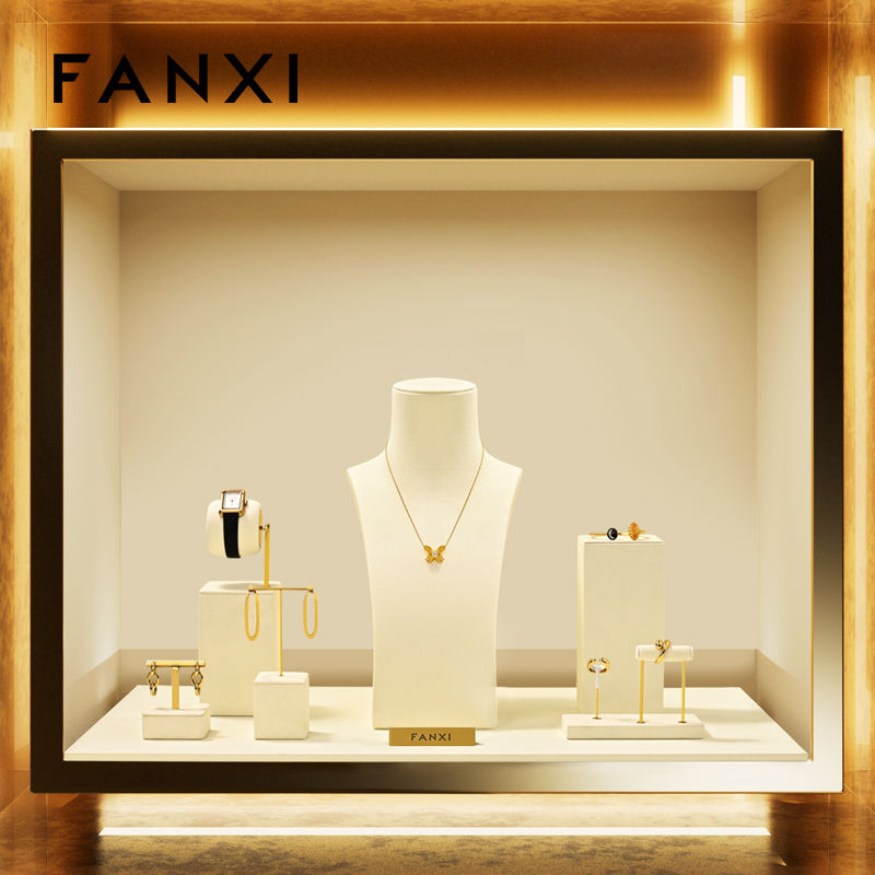 FANXI New arrival Polychrome Microfiber Jewelry bust