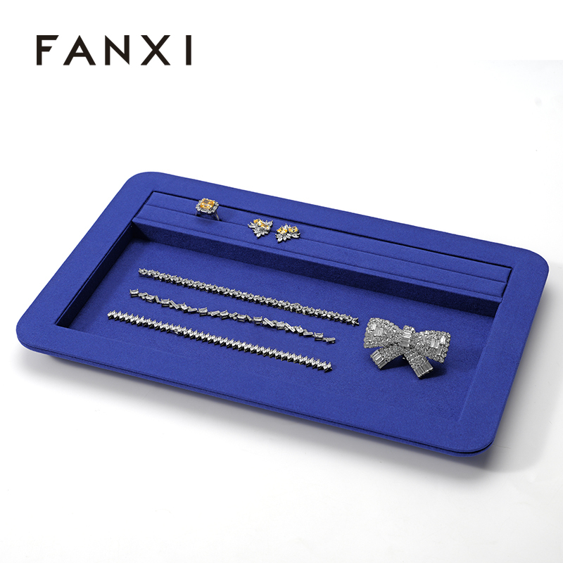 FANXI Custom blue microfiber jewelry tray