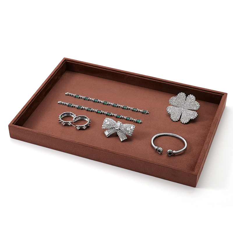 FANXI Custom brown suede jewelry plate