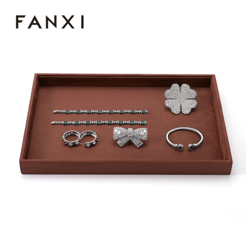 FANXI Custom brown suede jewelry plate