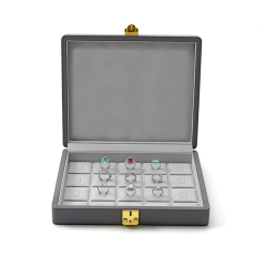 FANXI Custom black leather microfiber jewelry ring case