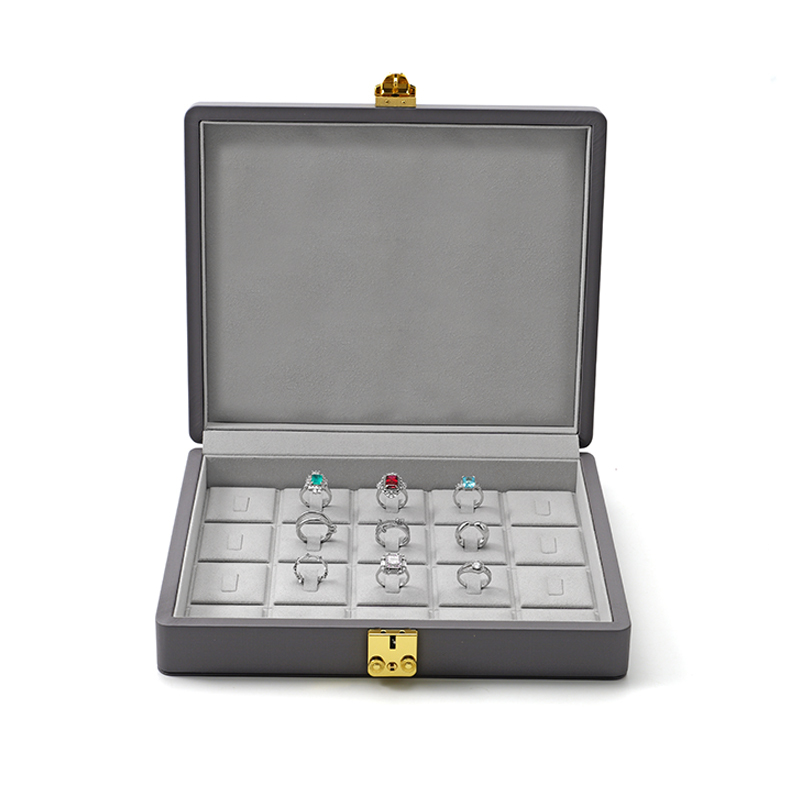 FANXI Custom black leather microfiber jewelry ring case