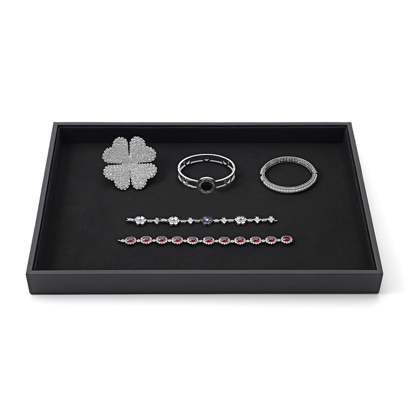 FANXI Custom black leather microfiber jewelry tray