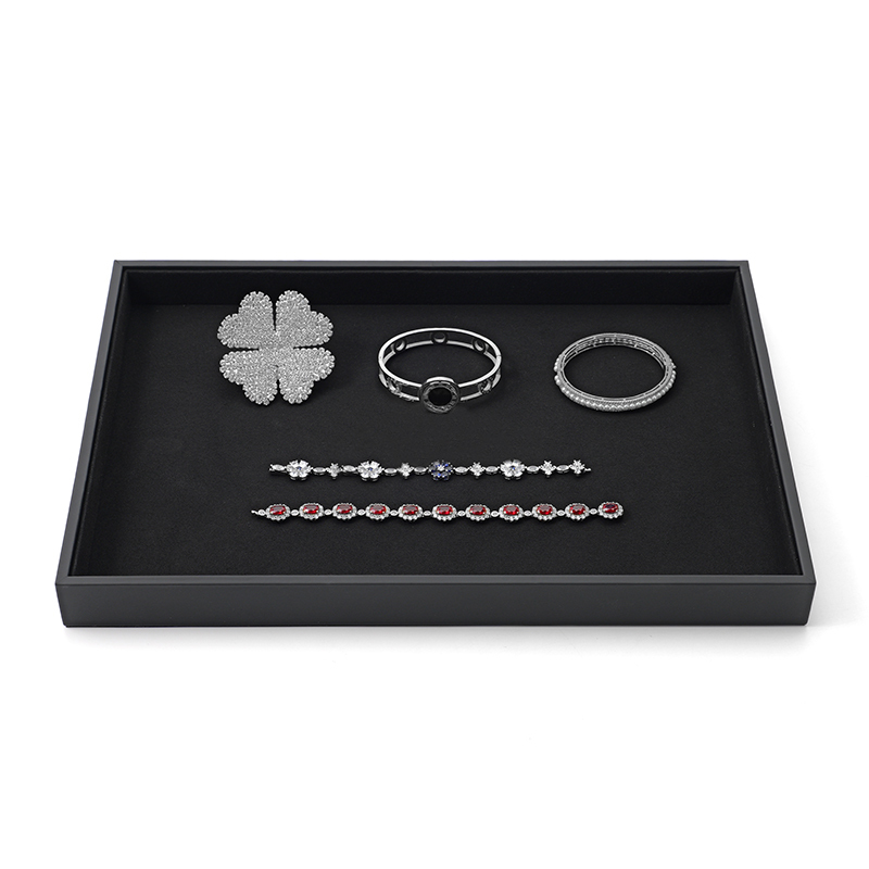 FANXI Custom black leather microfiber jewelry tray