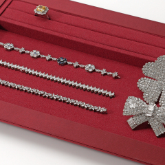 FANXI Custom red leather microfiber jewelry plate