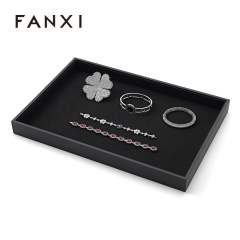 FANXI Custom black leather microfiber jewelry tray