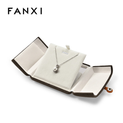 FANXI Custom brown velvet pendant earring box