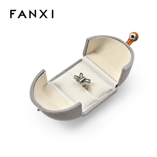 FANXI Custom grey velvet ring box