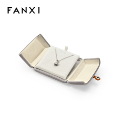 FANXI Custom grey velvet pendant earring box