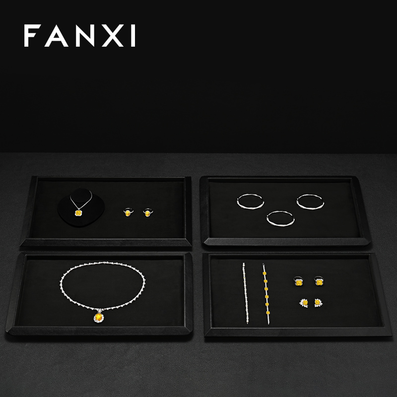 FANXI Hot sale Black Suede Jewelry display tray