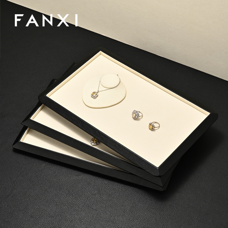 FANXI High end Beige microfiber Jewelry plate