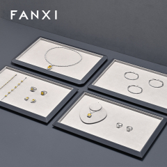 FANXI Fashion Grey microfiber Jewelry Display Plate