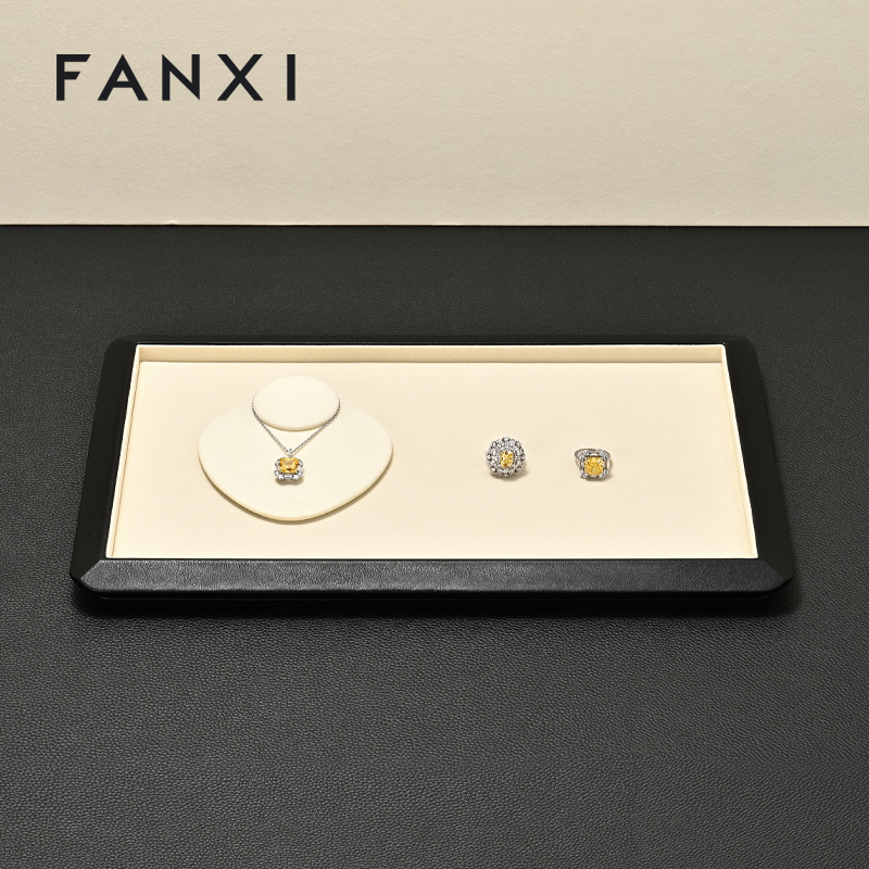 FANXI High end Beige microfiber Jewelry plate