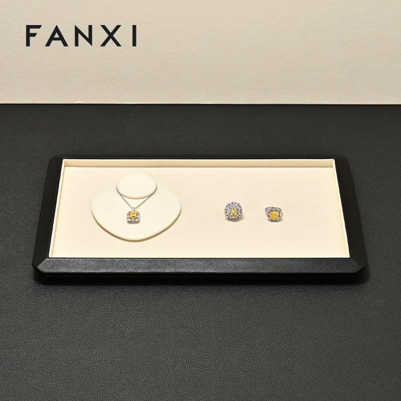 FANXI High end Beige microfiber Jewelry plate