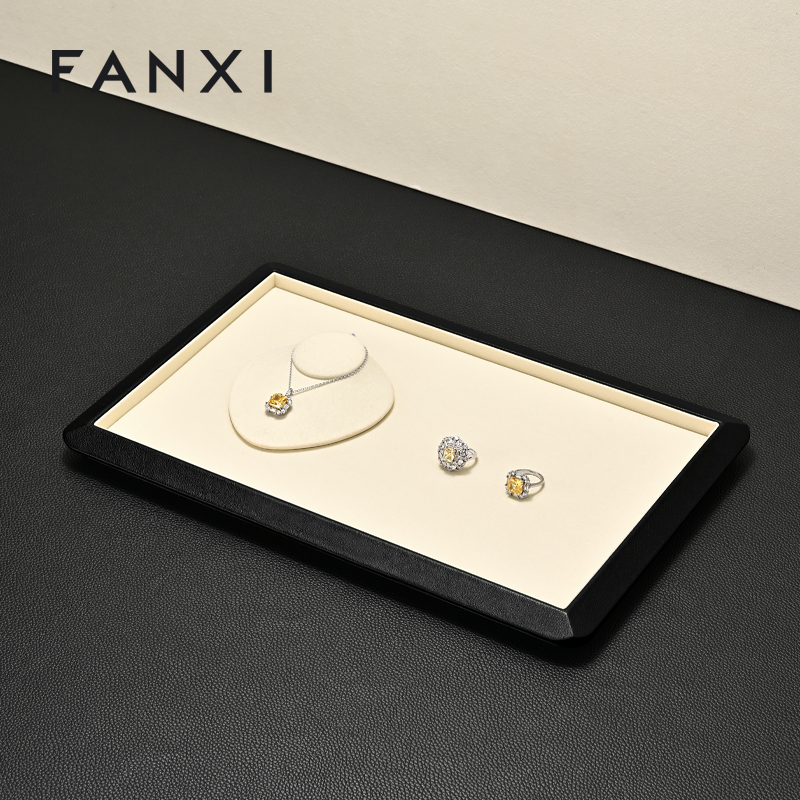 FANXI High end Beige microfiber Jewelry plate