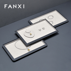 FANXI Fashion Grey microfiber Jewelry Display Plate