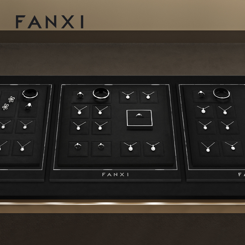 FANXI Factory Black Microfiber Jewelry display set