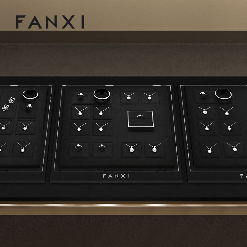 FANXI Factory Black Microfiber Jewelry display set