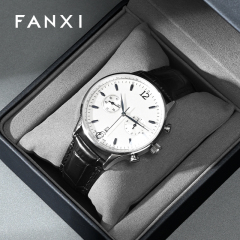 FANXI Factory Dark and Light Grey Leather Rounded Watch Box