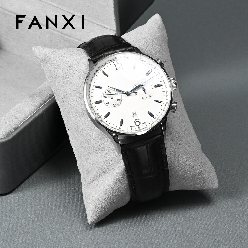 FANXI Factory Dark and Light Grey Leather Rounded Watch Box
