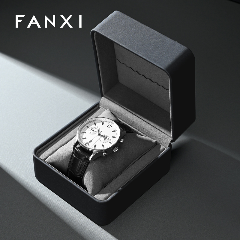 FANXI Factory Dark and Light Grey Leather Rounded Watch Box