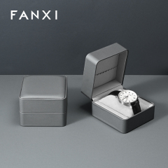 FANXI Factory Dark and Light Grey Leather Rounded Watch Box