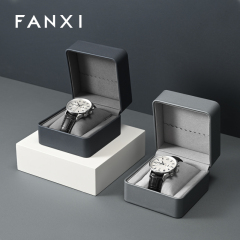 FANXI Factory Dark and Light Grey Leather Rounded Watch Box