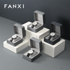 FANXI Factory Dark and Light Grey Leather Rounded Watch Box