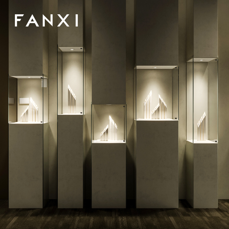 FANXI Luxury Beige Microfiber Jewelry display set