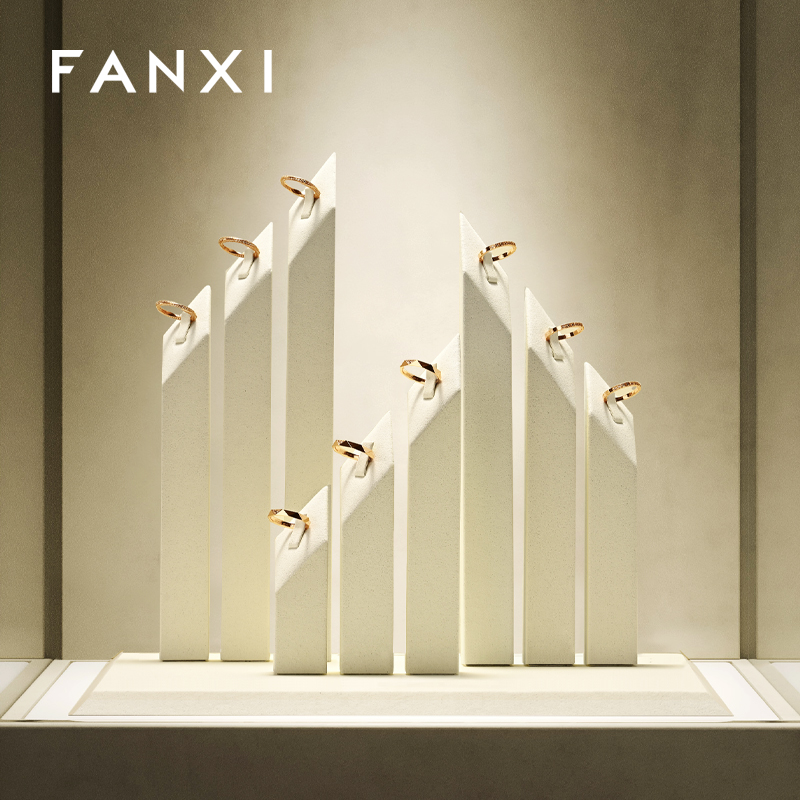 FANXI Luxury Beige Microfiber Jewelry display set