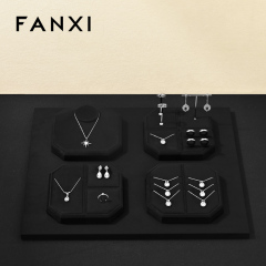 FANXI New arrival Black Microfiber Jewelry display set