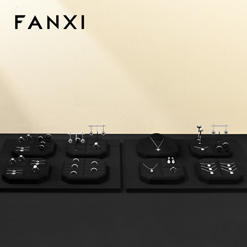 FANXI New arrival Black Microfiber Jewelry display set