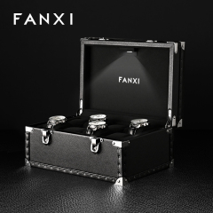 FANXI Luxury Black Leather Jewelry suitc