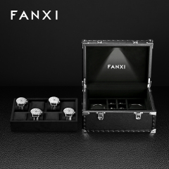 FANXI Luxury Black Leather Jewelry suitc