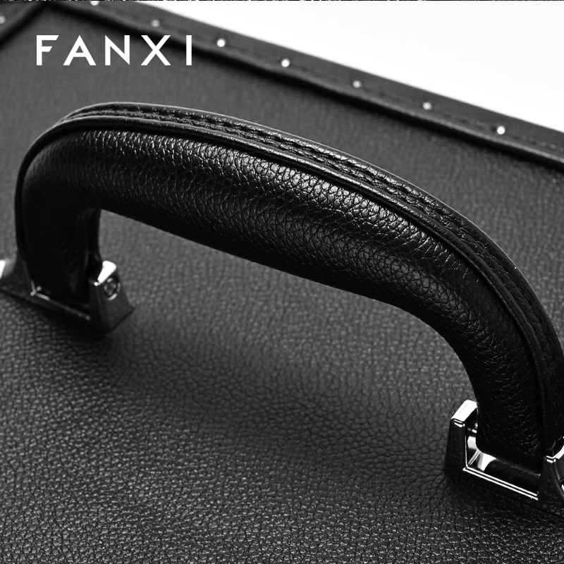FANXI Luxury Black Leather Jewelry suitc