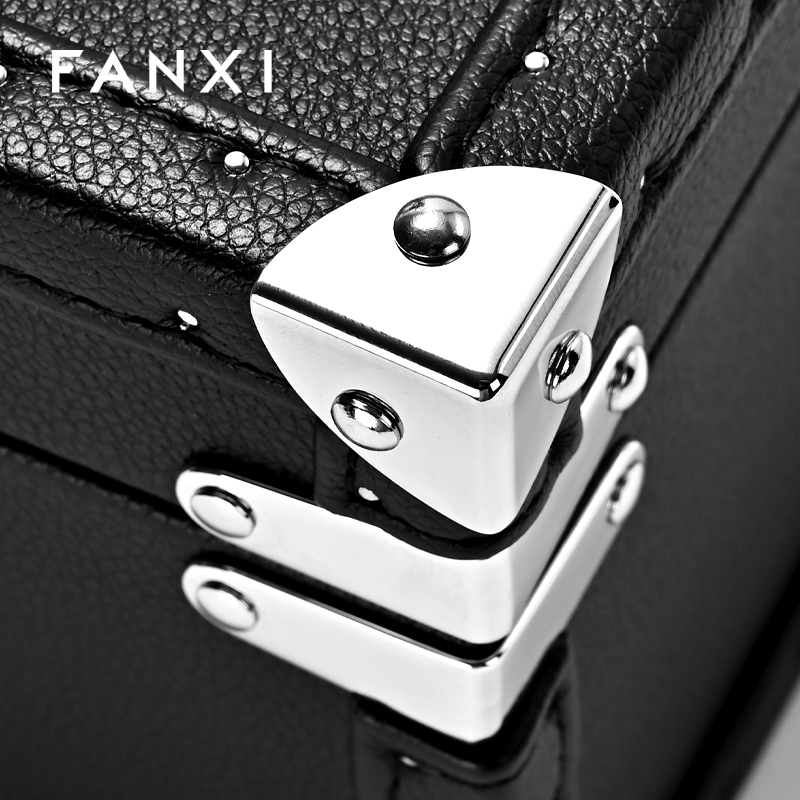 FANXI Luxury Black Leather Jewelry suitc