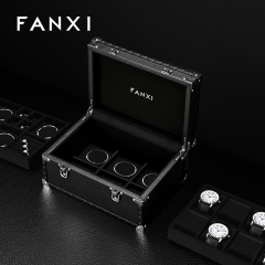 FANXI Luxury Black Leather Jewelry suitc