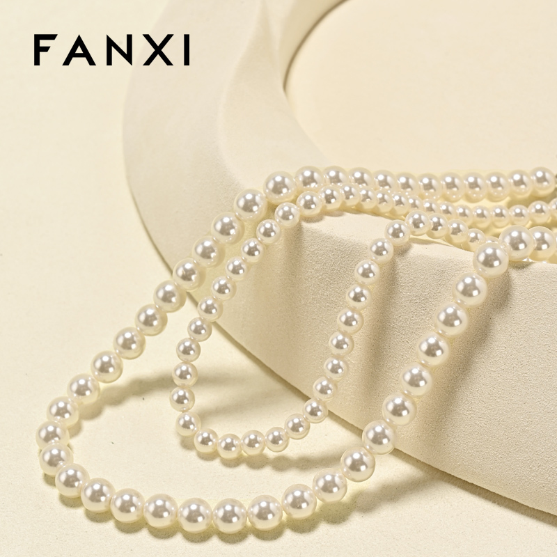 FANXI Luxury Beige Microfiber Jewelry display tray