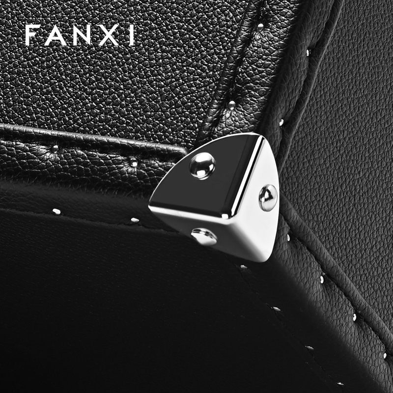 FANXI Luxury Black Leather Jewelry suitc