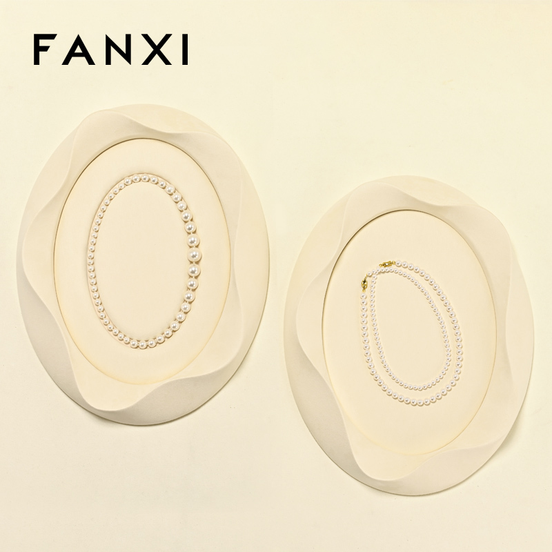 FANXI Luxury Beige Microfiber Jewelry display tray