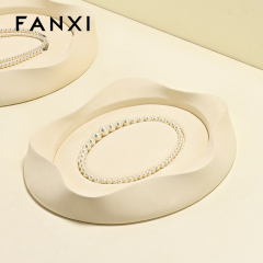 FANXI Luxury Beige Microfiber Jewelry display tray