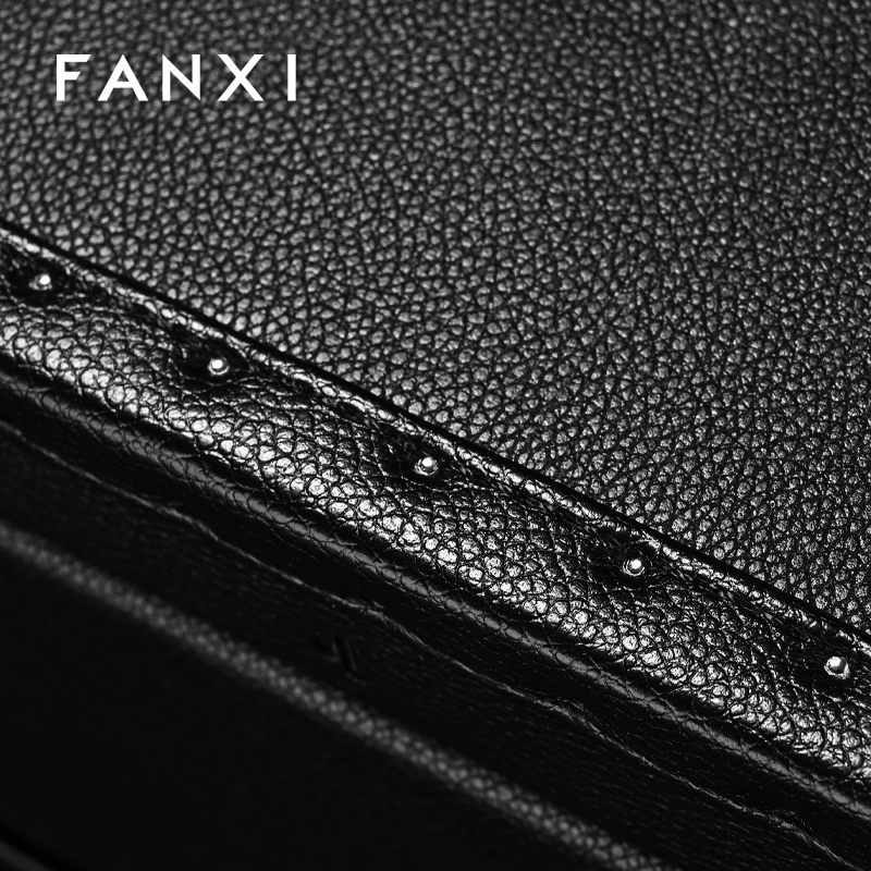 FANXI Luxury Black Leather Jewelry suitc