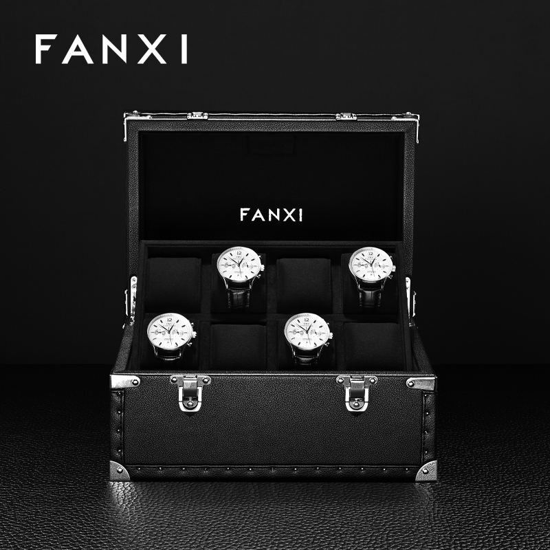 FANXI Luxury Black Leather Jewelry suitc