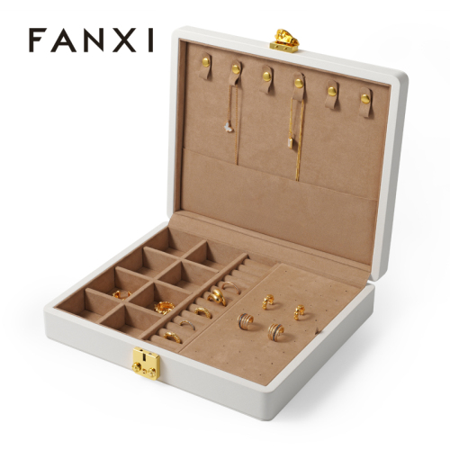 FANXI Custom beige metal leather jewelry case