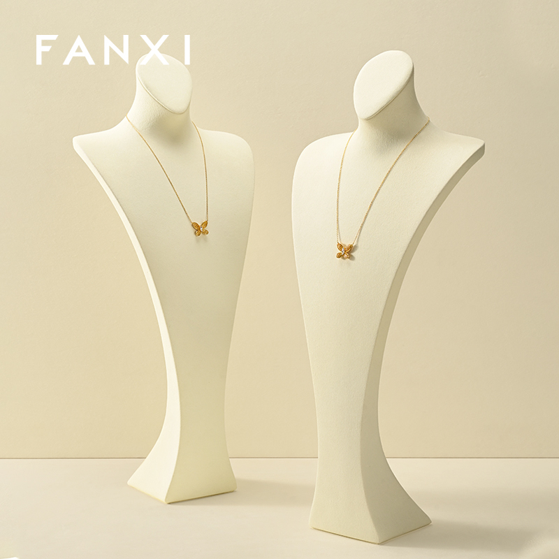 FANXI Fashion Beige Microfiber Jewelry Portrait Stand