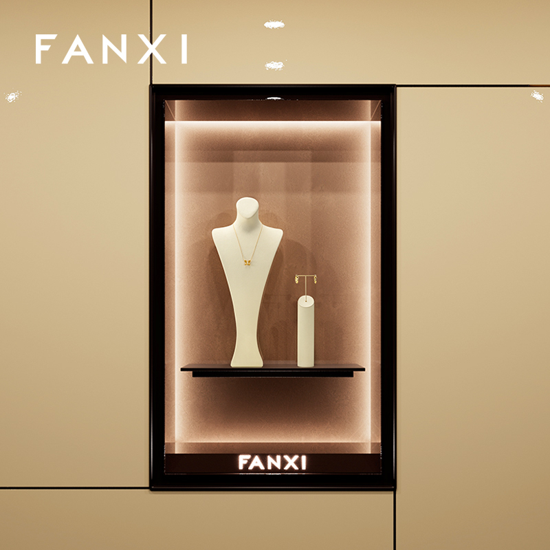 FANXI Fashion Beige Microfiber Jewelry Portrait Stand