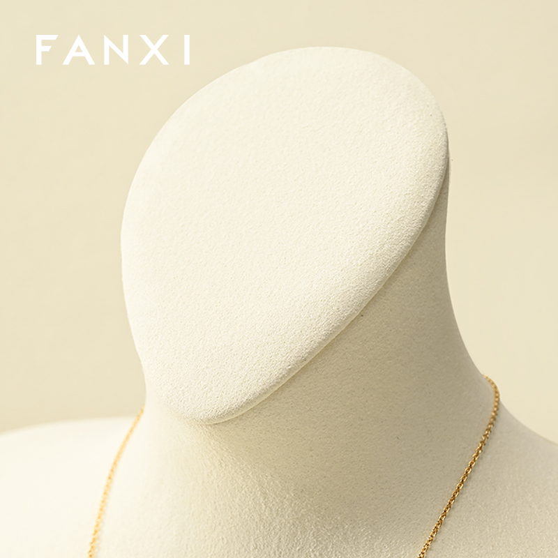 FANXI Fashion Beige Microfiber Jewelry Portrait Stand