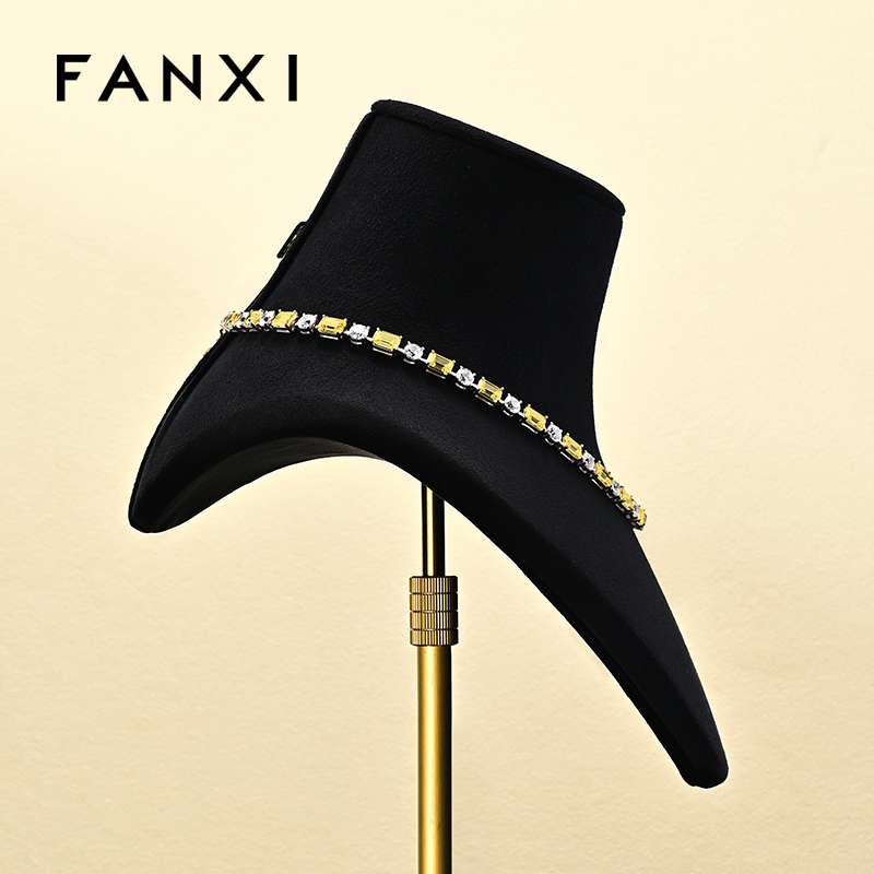 FANXI Hot sale Black Microfiber Metal Jewelry Combination Set